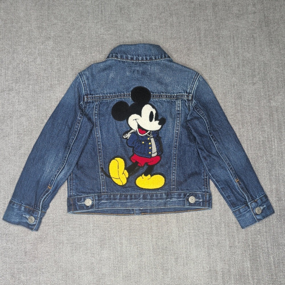 Baby Gap Disney Mickey Mouse Denim Jacket Toddler Boys 4T Blue Trucker Jacket